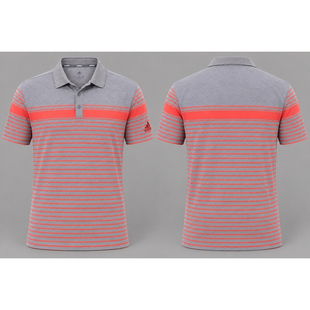 Adidas Climalite shirt mens xl gray Neon orange Trim Polo golf performance